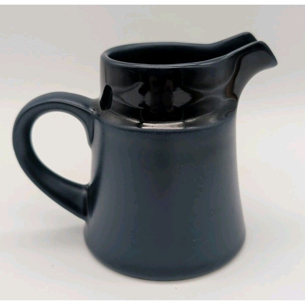 Vtg Noritake Primastone Stoneware Navy Blue Matte Creamer Syrup Pitcher Japan